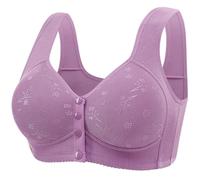 Reggiseno da donna senza ferretto, push up, classico, morbido, resistente, elegante, scollo a V, minimalista, traspirante, confortevole, leggero, per l'uso quotidiano, Lilla, 48