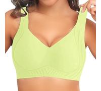 Reggiseno da donna senza ferretto, push up senza cuciture, comodo, forte tenuta, elegante bordi ondulati, minimalista, traspirante, confortevole, leggero, adatto all'uso quotidiano, verde, M