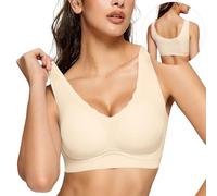 Reggiseno da donna senza ferretto, senza cuciture, estivo, smerlato, per tutti i giorni, comodo, copertura completa, Colore della pelle., M
