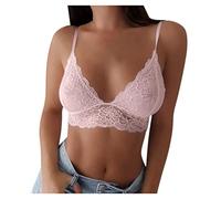 Reggiseno da donna senza ferretto, taglie forti, minimizzatore, sexy, push up, reggiseno imbottito, senza pancia, canotta sexy in pizzo, reggiseno trasparente, top con spaghetti stretti, Colore: