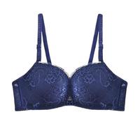 Reggiseno da donna senza francese con chiusura frontale a T posteriore Plus Size reggiseno sfoderato per reggiseno sportivo grande seno coppe, Blu, F