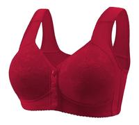 Reggiseno da donna taglie forti per donne alla moda e casual intimo anteriore per anziani delicato sulla pelle comodo reggiseno sportivo, vino, 74