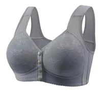 Reggiseno da donna taglie forti per donne alla moda e casual intimo anteriore per anziani delicato sulla pelle comodo reggiseno sportivo, Azzurro, 80