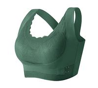 Reggiseno da donna Traceless Lace Side Buckle Gather and Fold Up Side Breast Sport Yoga Tank Top - Reggiseno per dormire, verde militare, 3XL
