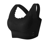Reggiseno da donna Traceless Lace Side Buckle Gather and Fold Up Side Breast Sport Yoga Tank Top - Reggiseno per dormire, Nero , XL