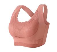 Reggiseno da donna Traceless Lace Side Buckle Gather and Fold Up Side Breast Sport Yoga Tank Top - Reggiseno per dormire, marrone, M