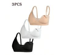 Reggiseno da maternità e allattamento da donna 2026, alla moda, comodo, minimalista, tinta unita, di alta qualità, senza cuciture, 3 pezzi/set L,M,S,XL,XXLColore unicoTessuto in maglia