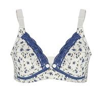 Reggiseno di Pizzo Floreale Reggiseno Allattamento maternità Cotone Anteriore Aperto Allattamento al Seno per Le Donne Incinte(36/80-Blue)