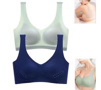 Reggiseno di seta di ghiaccio ultra sottile 2 pezzi, reggiseno di sollevamento di seta di ghiaccio senza cuciture, coppe traspiranti in rete taglie forti, reggiseno push up slim fit (L,3)