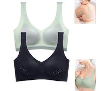 Reggiseno di seta di ghiaccio ultra sottile 2 pezzi, reggiseno di sollevamento di seta di ghiaccio senza cuciture, coppe traspiranti in rete taglie forti, reggiseno push up slim fit (XXL,1)