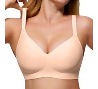Reggiseno Donna Senza ferretto Riduttore Reggiseni Base Scoperta Comodi Reggiseni Tracolla Senza Cuciture Push Up Bralette Invisibile Traspiranti Reggiseni Regolabili Reggiseno Taglia Grande, beige, S