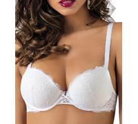 SIELEI, Reggiseno con Coppe Graduate e Ferretto per Un Effetto Push-up, Realizzato in Morbido Pizzo, Spalline Regolabili, Designed in Italy, Color Bianco, Taglia 2B