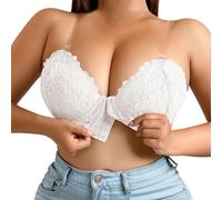 Reggiseno Donna Triangolo Pizzo Halter Bra Schiena Nuda Forma U Reggiseni Reggiseno Trasparente Incrociato Dietro Aspetto Naturale Cinghie Regolabili Scollo a V Bustino Comodo Push Up Bralette