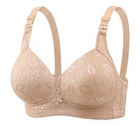 Reggiseno e reggiseni da donna di grandi dimensioni, confortevole, traspirante, senza cornice, regolazione all'indietro, anti-cedimento e dimagrante, cachi, XL