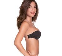 Reggiseno Ferretto Fascia Microfibra Imbottito Schiena Trasparente Love And Bra (2^, Nero)