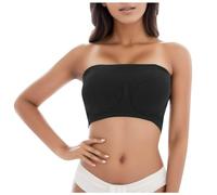 Reggiseno fitness senza spalline con taglia imbottita, taglie forti per donne, reggiseno elasticizzato, reggiseno yoga, fascia sportiva, elegante nero, Nero , 5XL