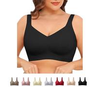 Reggiseno Impressbe da donna, comodo, senza fili, taglie forti, senza cuciture, push-up, copertura completa, gelatina per smoothing Bras 2.0, Nero , 3XL