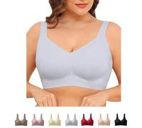 Reggiseno Impressbe da donna, comodo, senza fili, taglie forti, senza cuciture, push-up, copertura completa, gelatina per smoothing Bras 2.0, grigio., 3XL
