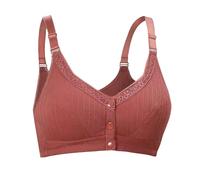 Reggiseno in cotone post operatorio donna anteriore chiusura confortevole Bra for Seniors Comfort Braccio per Elderly No Wire Cotton Body dimagrante, rosso, 100 cm