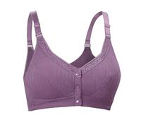 Reggiseno in cotone post operatorio donna anteriore chiusura confortevole Bra for Seniors Comfort Braccio per Elderly No Wire Cotton Body dimagrante, viola., 90 cm