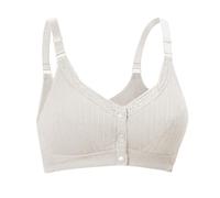 Reggiseno in cotone post operatorio donna anteriore chiusura confortevole Bra for Seniors Comfort Braccio per Elderly No Wire Cotton Body dimagrante, bianco, 85
