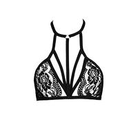 reggiseno lucido biancheria intima corsetto sequin donne stampa biancheria intima benda pizzo, Nero , S