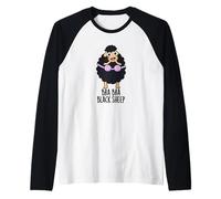 Reggiseno Nero Pecora Divertente Animale Gioco di Parole Maglia con Maniche Raglan