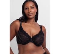 DORINA Origins-Shimmer DOT-Wired_Bra Origins Reggiseno Senza Imbottitura con Ferretto - Maglia a Pois Scintillanti, Pizzo, Spalline Regolabili e Schiena in Rete, Nero, Nero, 3C