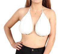 Reggiseno per asciugamani, da donna, con tubo per allattamento, reggiseno da bagno, collo e collo da appendere (bianco, M)