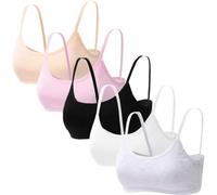 Reggiseno per Ragazze Adolescenti Canotta in Cotone con Ferretto con Robusta Imbottitura senza Cuciture Reggiseno da Allenamento per Bambini da 8-16 anni, Confezione da 5