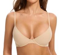 Reggiseno Plunge per Donne - Scollo a Cucchiaio Morbido Come Burro - Leggermente Imbottito con Ferretto Sexy Demi Balconette (Nude, 2C)