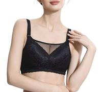 Reggiseno Post-operatorio Da Donna In Pizzo Con Tasche Per Protesi Mammarie, Bra Senza Ferretto, Comodo E A Copertura Totale, Ideale Per Protesi Mammarie(Black,4XL)