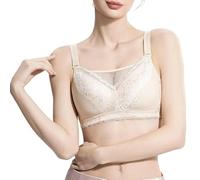 Reggiseno Post-operatorio Da Donna In Pizzo Con Tasche Per Protesi Mammarie, Bra Senza Ferretto, Comodo E A Copertura Totale, Ideale Per Protesi Mammarie(Apricot,XX-Large)