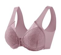 Reggiseno push up da donna in pizzo, con ferretto minimizzatore, sexy, con scollo a V, con coppe intere, non imbottite, per tutti i giorni, morbido, comodo, senza fili, per lo sport, Colore: rosa., XL