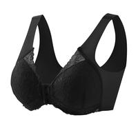 Reggiseno push up da donna in pizzo, con ferretto minimizzatore, sexy, con scollo a V, con coppe intere, non imbottite, per tutti i giorni, morbido, comodo, senza fili, per lo sport, Nero , XXL
