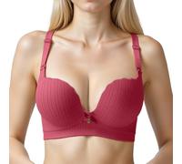 Reggiseno push up da donna per seno piccolo, modellante, con modellatura laterale, anti cedimento e anti dispersione, reggiseno di supporto regolabile e confortevole con spalline regolabili a V, Rosso