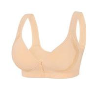 Reggiseno push up senza buegel da donna classico morbido e forte tenuta, elegante scollo a V, minimalista, bustino rinfrescante, leggero per l'uso quotidiano, beige., 46E