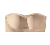 Reggiseno push-up senza spalline, da donna, con ferretto antiscivolo, con comodo sollevamento, stile a fascia invisibile contro la caduta del seno, cachi, XL