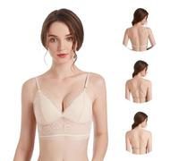 Reggiseno Schiena Scoperta Donna Reggiseni a Forma di U Senza Ferretto Bralette Push Up Imbottito Reggiseno in Pizzo Elegante Reggiseni Invisibile Senza Cuciture Multiway con Bretelle Convertibili