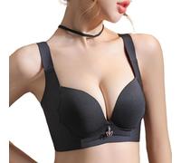 Reggiseno Senza Cuciture con Scollo A V Profondo Sexy Reggiseno Push-up da Donna Smooth Comfort Reggiseno A Canotta Senza Ferretto Bra Anti-cedimento per Tutti Giorni Taglie Forti(Black,CDE_36/80)