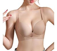 Reggiseno Senza Cuciture con Scollo A V Profondo Sexy Reggiseno Push-up da Donna Smooth Comfort Reggiseno A Canotta Senza Ferretto Bra Anti-cedimento per Tutti Giorni Taglie Forti(Skin,CDE_42/95)