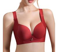 Reggiseno Senza Cuciture con Scollo A V Profondo Sexy Reggiseno Push-up da Donna Smooth Comfort Reggiseno A Canotta Senza Ferretto Bra Anti-cedimento per Tutti Giorni Taglie Forti(Dark Red,CDE_42/95)