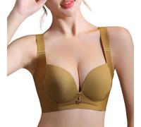 Reggiseno Senza Cuciture con Scollo A V Profondo Sexy Reggiseno Push-up da Donna Smooth Comfort Reggiseno A Canotta Senza Ferretto Bra Anti-cedimento per Tutti Giorni Taglie Forti(Yellow,CDE_44/100)