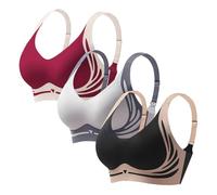 Reggiseno senza cuciture senza ferretto 3 pezzi potente per le donne senza ferretto Reggiseni senza ferretto Confortevole Copertura completa Indietro Lisciante Bralette Ladies Lace, Nero , M