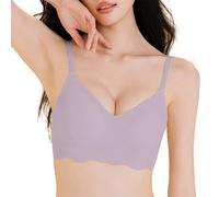 Reggiseno senza cuciture senza ferretto Comfort per le donne Reggiseni senza fili Copertura completa Bralette di supporto da donna in pizzo, Viola, M