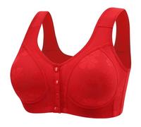 Reggiseno senza cuciture senza ferretto da donna alla moda e casual anteriore anti cedimento modellante senza fili reggiseni in pizzo da donna, Rosso, 70