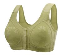 Reggiseno senza cuciture senza ferretto da donna alla moda e casual anteriore anti cedimento modellante senza fili reggiseni in pizzo da donna, Verde, 68