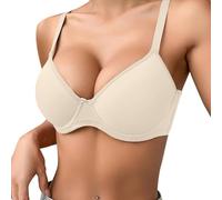 Reggiseno senza cuciture senza ferretto reggiseni ad alto supporto per le donne Cinghia regolabile Copertura completa in pizzo comodo da donna, Beige, 90C