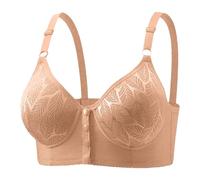 Reggiseno senza cuciture senza ferretto un reggiseno traspirante e confortevole senza anelli da donna in pizzo, Beige, 74