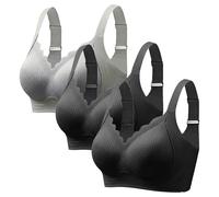 Reggiseno Senza Ferretti 3 Pezzi Reggiseno Senza Imbottitura E Ferretto,Cotone Elasticizzato,Push Up,Forma del Petalo,Spallacci Regolabili, Supporto Alta Resistenza Gravidanza Invisible Bra